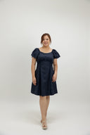Garden Lace Path Button Dress (Midnight Navy) - ELTWINE