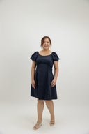 Garden Lace Path Button Dress (Midnight Navy) - ELTWINE