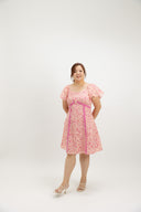 Garden Lace Path Button Dress (Peony Fuchsia) - ELTWINE