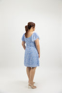 Garden Lace Path Button Dress (Peony Blue)