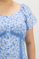 Garden Lace Path Button Dress (Peony Blue)