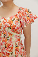 Garden Lace Path Button Dress (Sunset Rose) - ELTWINE