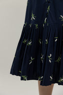 Pleats Bottom 3D Embroidery Midi Dress (Midnight Barley)