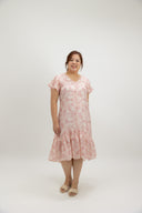 Asymmetrical Frills Midi Dress (Rose Toile) - ELTWINE
