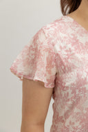 Asymmetrical Frills Midi Dress (Rose Toile) - ELTWINE