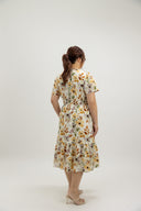 Evelyn Smocked-Waist Midi Dress (Autumn Light)