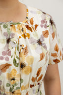 Evelyn Smocked-Waist Midi Dress (Autumn Light)