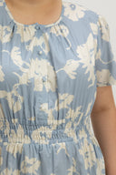 Evelyn Smocked-Waist Midi Dress (Blue Cloud)
