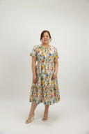 Evelyn Smocked-Waist Midi Dress (Spring Canvas) - ELTWINE
