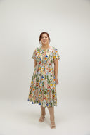 Evelyn Smocked-Waist Midi Dress (Spring Canvas) - ELTWINE