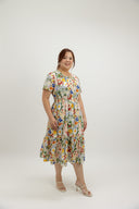Evelyn Smocked-Waist Midi Dress (Spring Canvas) - ELTWINE