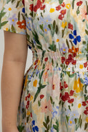 Evelyn Smocked-Waist Midi Dress (Spring Canvas) - ELTWINE