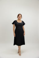 Classic Pleated Midi Dress (Midnight Navy) - ELTWINE