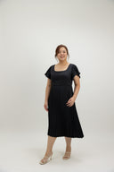 Classic Pleated Midi Dress (Midnight Navy) - ELTWINE