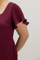 Classic Pleated Midi Dress (Burgundy) - ELTWINE