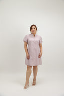 Puff Sleeve Button Cheongsam Dress (Frilled Ribbon Pink) - ELTWINE
