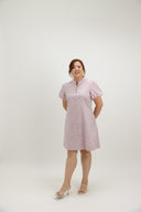 Puff Sleeve Button Cheongsam Dress (Frilled Ribbon Pink) - ELTWINE