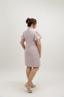 Puff Sleeve Button Cheongsam Dress (Frilled Ribbon Pink) - ELTWINE