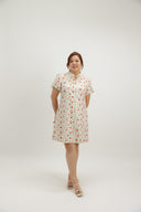 Puff Sleeve Button Cheongsam Dress (Spring Meadow)