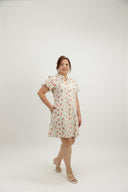 Puff Sleeve Button Cheongsam Dress (Spring Meadow)