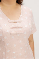 Rosalie Ribbon Front Textured Dress (3D Daisy) - ELTWINE