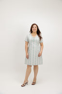 Rosalie Ribbon Front Embroidery Dress (Sage Trail) - ELTWINE