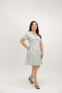 Rosalie Ribbon Front Embroidery Dress (Sage Trail) - ELTWINE