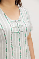 Rosalie Ribbon Front Embroidery Dress (Sage Trail) - ELTWINE