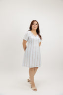 Rosalie Ribbon Front Embroidery Dress (Blush Trail) - ELTWINE