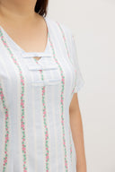 Rosalie Ribbon Front Embroidery Dress (Blush Trail) - ELTWINE