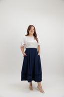 Sunday Soft Pleats Midi Skirt (Midnight Navy) - ELTWINE