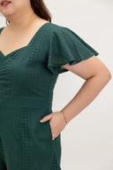 Sweetheart Eyelet Smock Romper (Forest Green) - ELTWINE