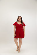 Sweetheart Eyelet Smock Romper (Fortune Red) - ELTWINE