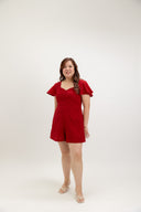 Sweetheart Eyelet Smock Romper (Fortune Red) - ELTWINE