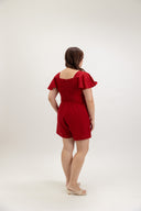 Sweetheart Eyelet Smock Romper (Fortune Red) - ELTWINE