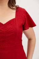 Sweetheart Eyelet Smock Romper (Fortune Red) - ELTWINE