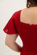 Sweetheart Eyelet Smock Romper (Fortune Red) - ELTWINE
