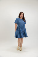 Habour Tiered Tencel Dress (Blue) - ELTWINE