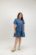 Habour Tiered Tencel Dress (Blue) - ELTWINE