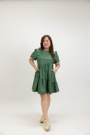 Habour Tiered Tencel Dress (Forest Green) - ELTWINE