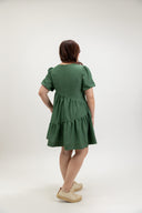 Habour Tiered Tencel Dress (Forest Green) - ELTWINE