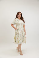 Liora Fit & Flare A-line Midi Dress (Ivory Botanica) - ELTWINE