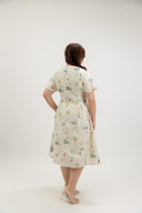 Liora Fit & Flare A-line Midi Dress (Ivory Botanica) - ELTWINE