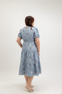 Embroidered Smocked Back Midi Dress (Édition Limitée Print — Mizuki Blue) - ELTWINE