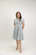 Lawnfield Button Shirt Dress (Porcelain Meadow)