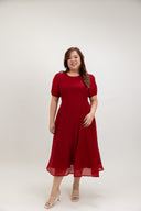 Feather-Light Crinkled Midi Dress (Fortune Red)