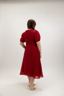 Feather-Light Crinkled Midi Dress (Fortune Red) - ELTWINE