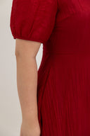 Feather-Light Crinkled Midi Dress (Fortune Red)