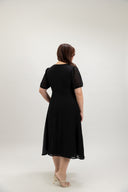 Feather-Light Crinkled Midi Dress (Black) - ELTWINE