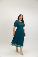Feather-Light Crinkled Midi Dress (Deep Teal)